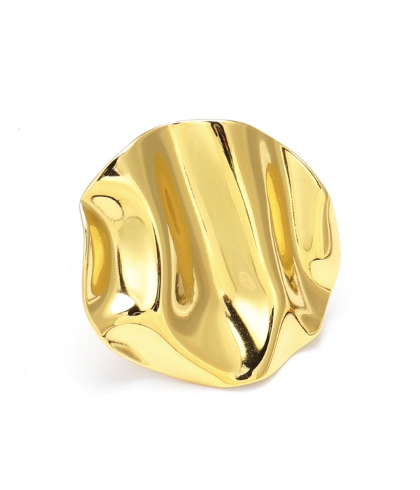 Anillo dorado círculo ondulado