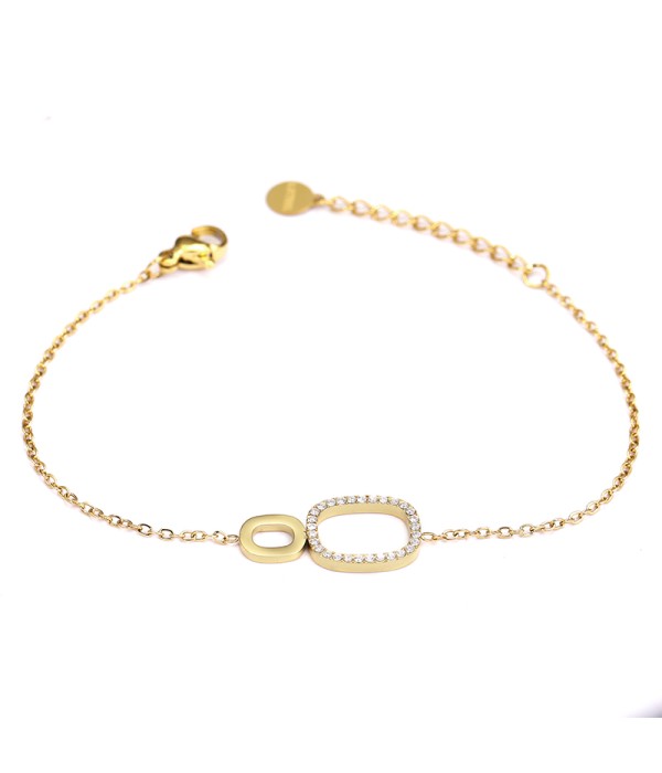 Pulsera dorada con eslabones geométricos y circonitas