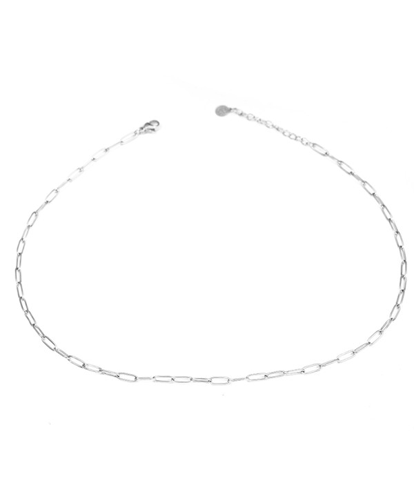 Collar plateado de eslabones alargados