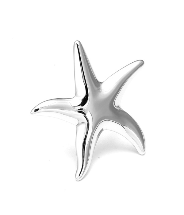 Anillo plateado de estrella de mar