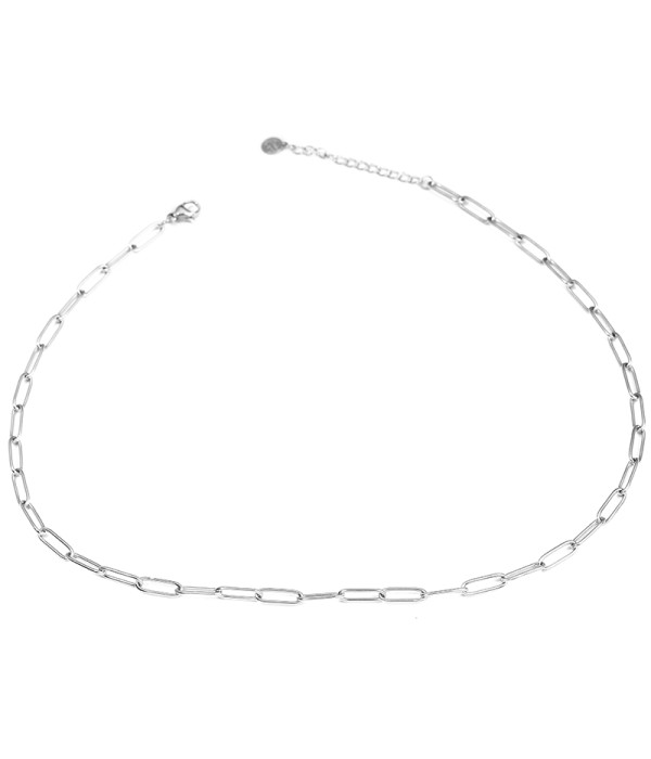 Collar plateado de eslabones alargados