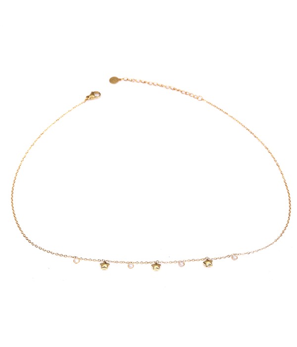Collar dorado con estrellas y perlas colgantes