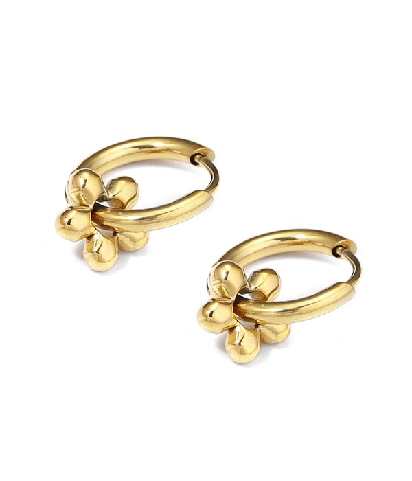Pendientes de aros con flor en relieve