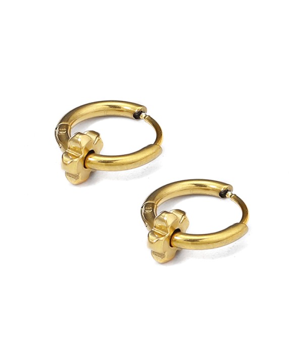 Pendientes de aros con flor central minimalista