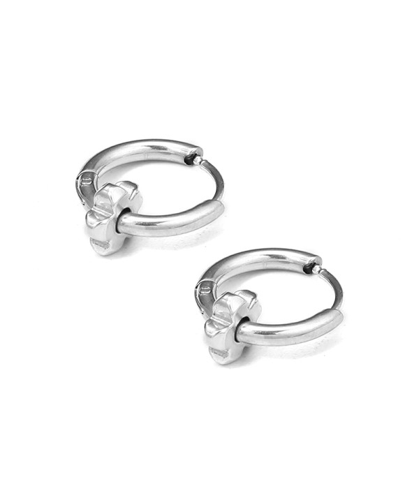 Pendientes de aros con flor central minimalista