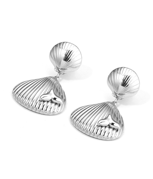 Pendientes plateados conchas marinas