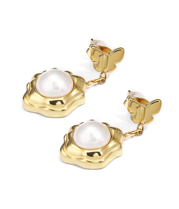 Pendientes de mariposa con perla central