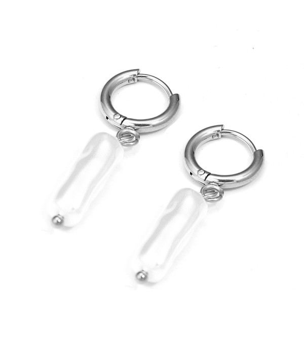 Pendientes de aros con colgante de perla alargada