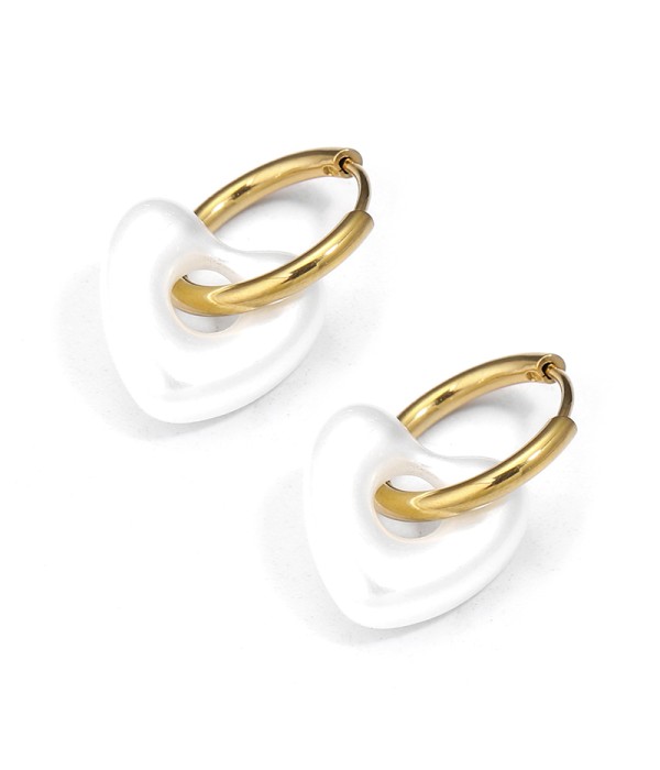 Pendientes de aros con colgante de corazón perlada