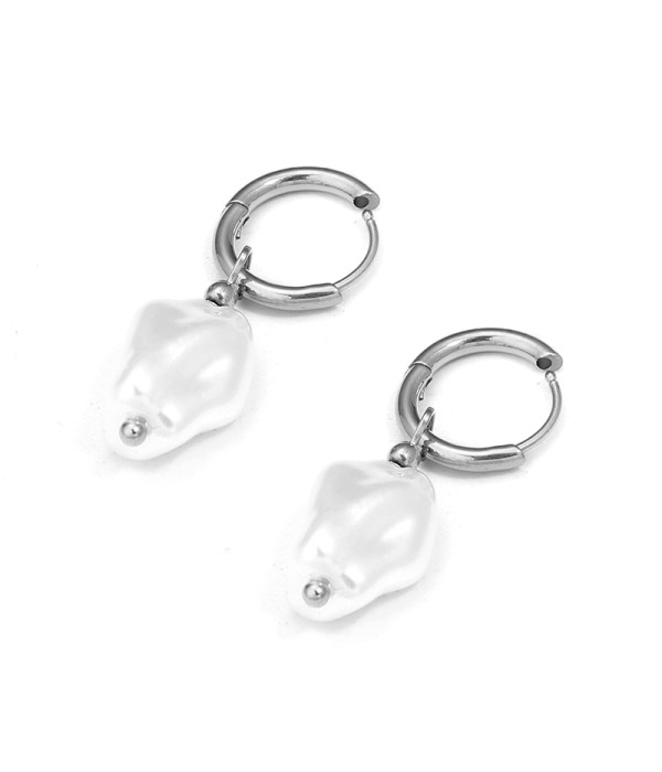 Pendientes de aros con colgante de perla