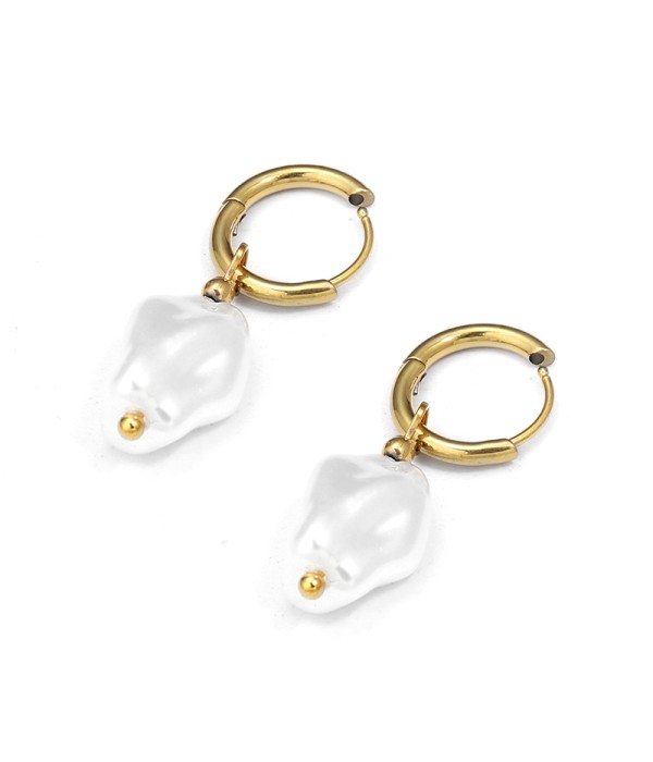 Pendientes de aros con colgante de perla