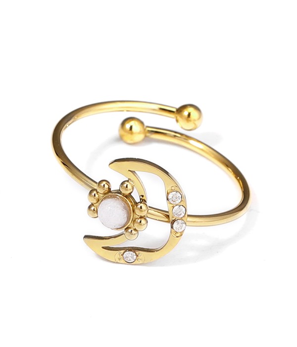 Anillo dorado con luna y sol