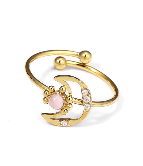 Anillo dorado con luna y sol