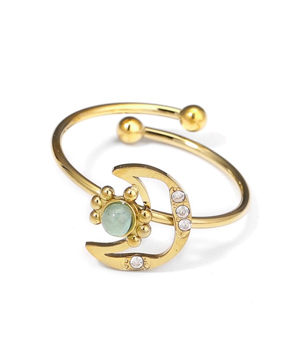 Anillo dorado con luna y sol