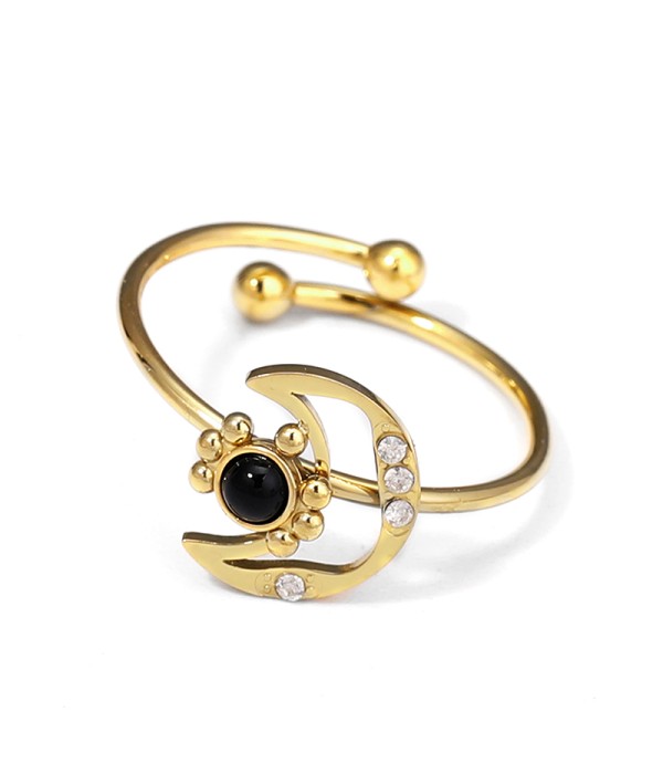 Anillo dorado con luna y sol