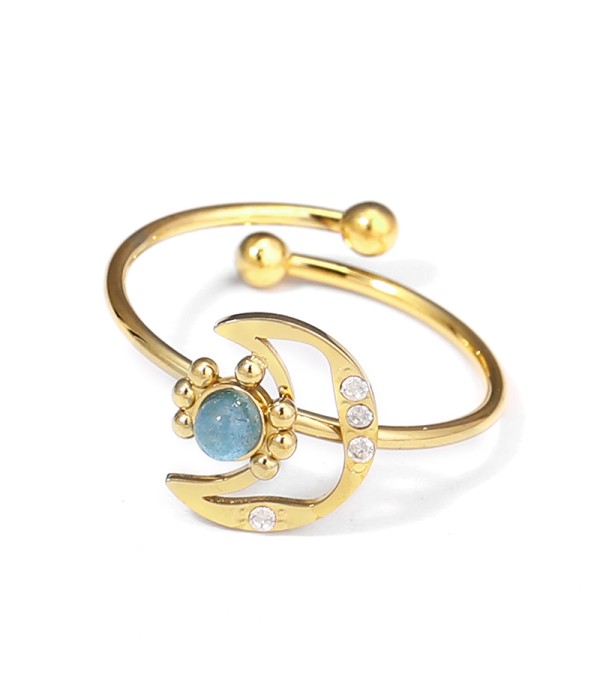 Anillo dorado con luna y sol