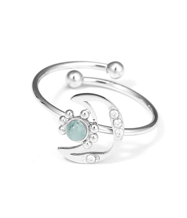 Anillo plateado con luna y sol