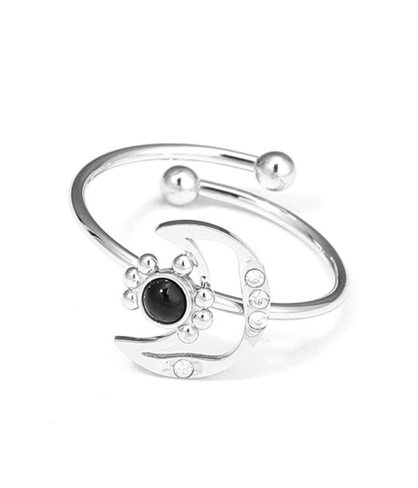 Anillo plateado con luna y sol
