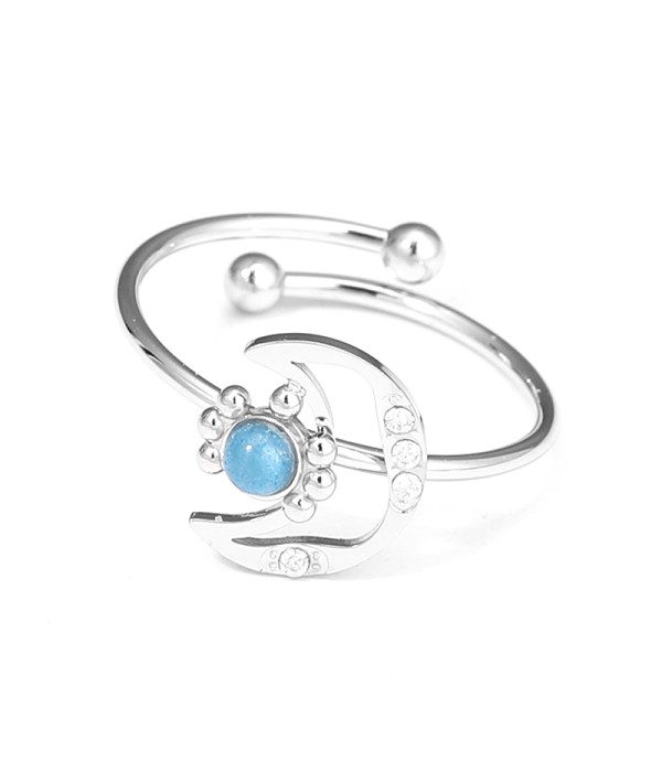 Anillo plateado con luna y sol