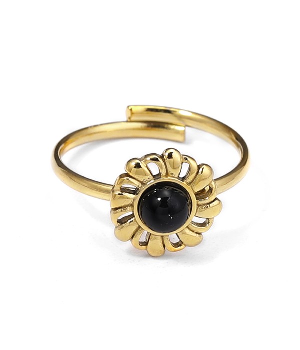 Anillo dorado flor radiante