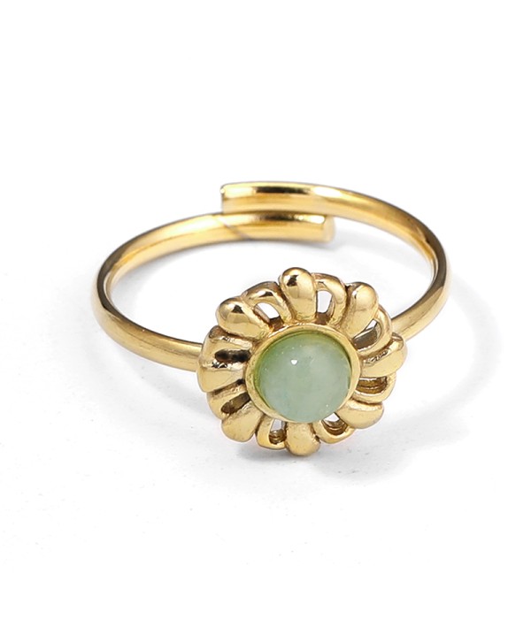 Anillo dorado flor radiante