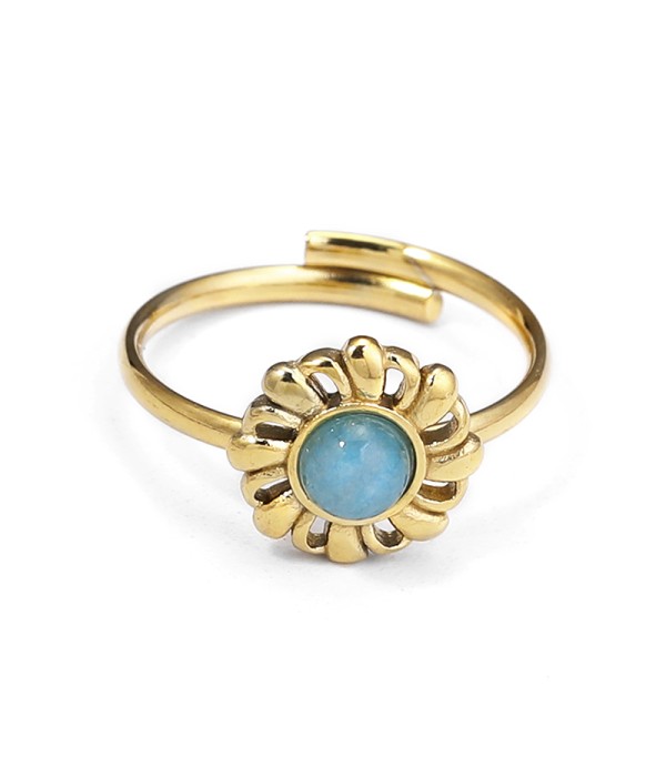 Anillo dorado flor radiante
