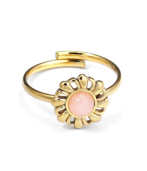 Anillo dorado flor radiante