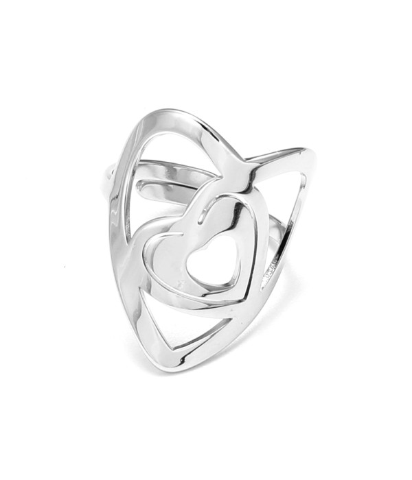Anillo plateado de corazones