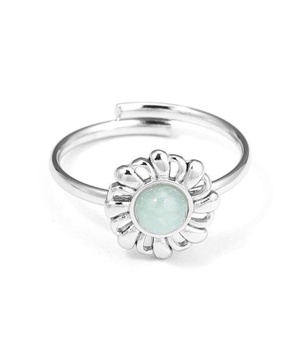 Anillo plateado flor radiante