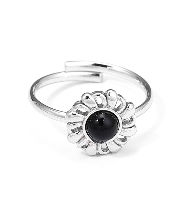Anillo plateado flor radiante