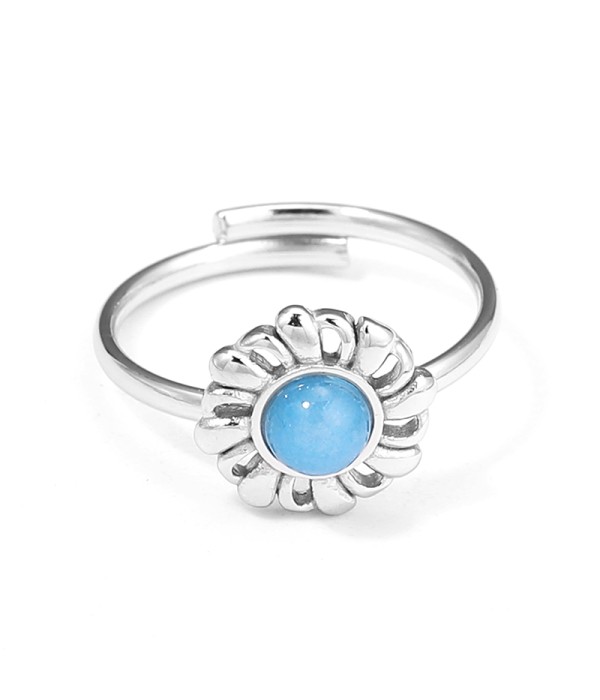 Anillo plateado flor radiante