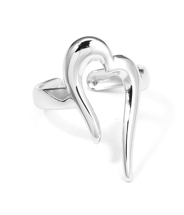 Anillo plateado de corazón abstracto