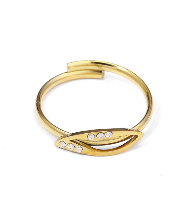 Anillo con forma de hoja y circonitas