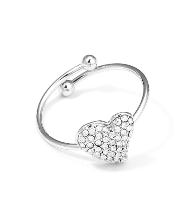 Anillo plateado corazón pavé de circonitas