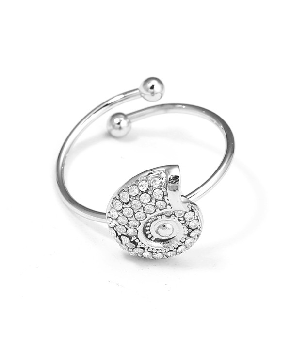 Anillo plateado concha espiral de circonitas