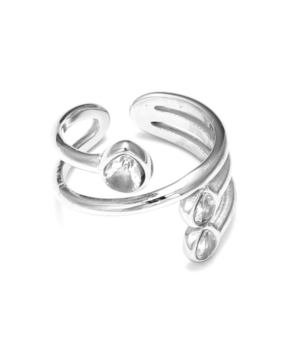 Anillo abierto cuatro bandas con brillantes