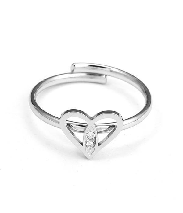 Anillo corazón calado con circonitas