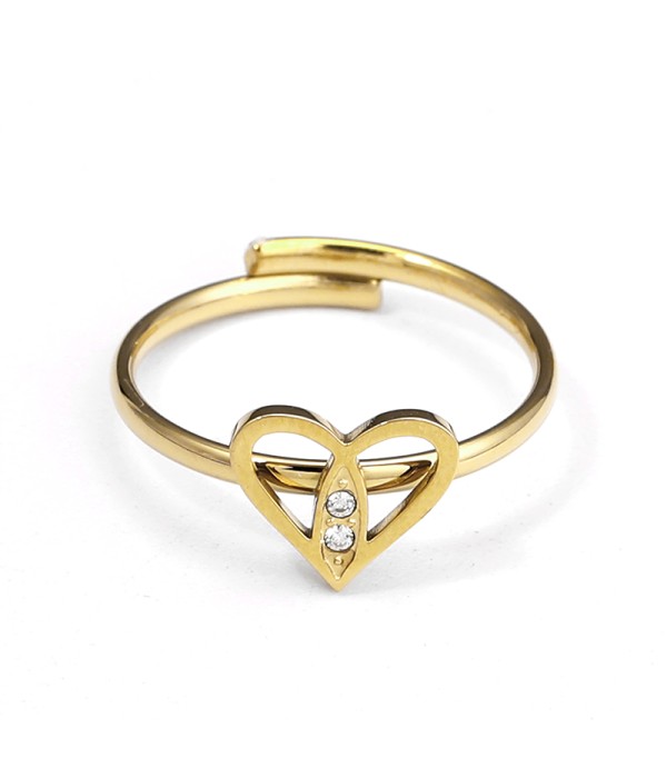 Anillo corazón calado con circonitas