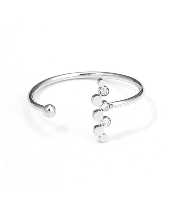 Anillo abierto con círculos y circonitas 2