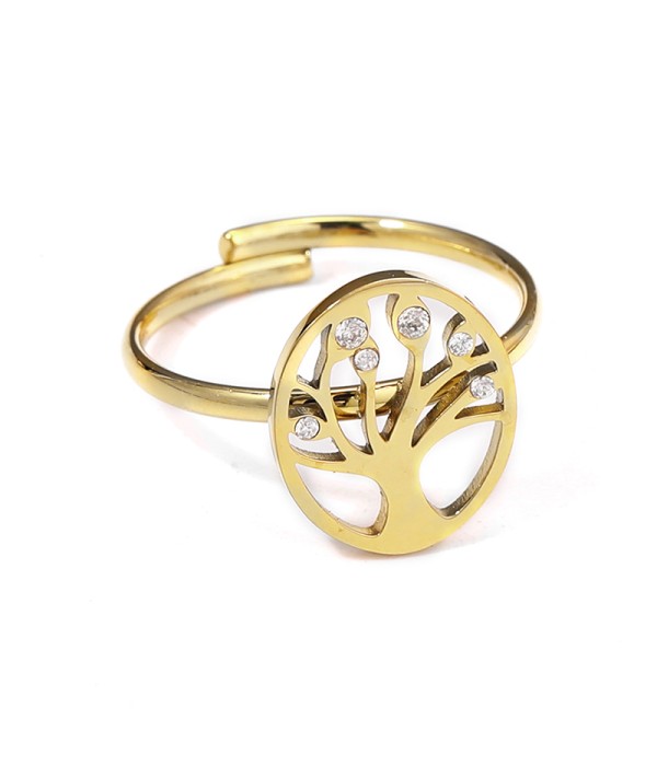 Anillo árbol de la vida con circonitas