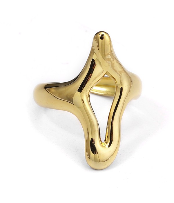 Anillo dorado abstracto de línea orgánica