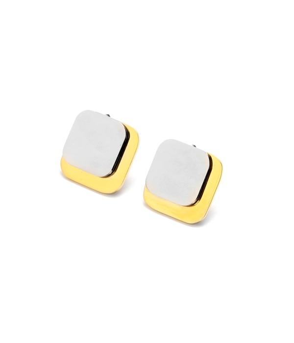 Pendientes bicolor en forma de cuadrado