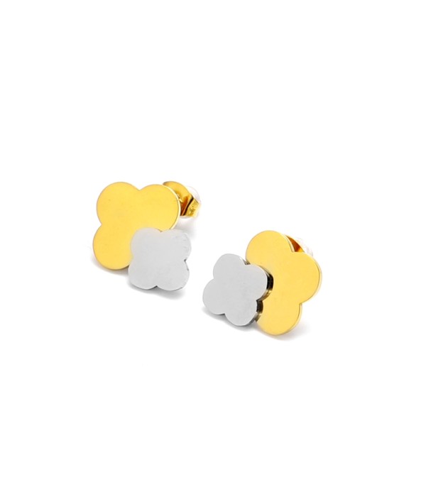 Pendientes bicolor en forma de flor
