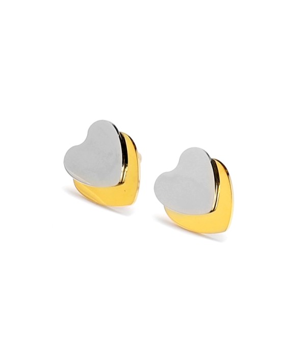 Pendientes bicolor en forma de corazón