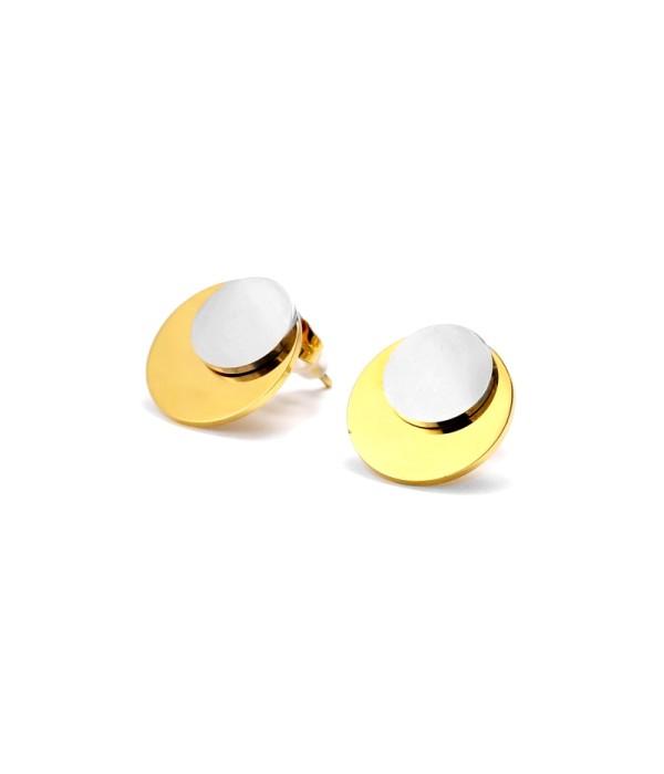 Pendientes bicolor en forma de círculo