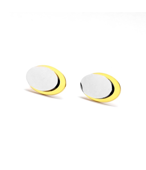 Pendientes bicolor en forma de óvalo