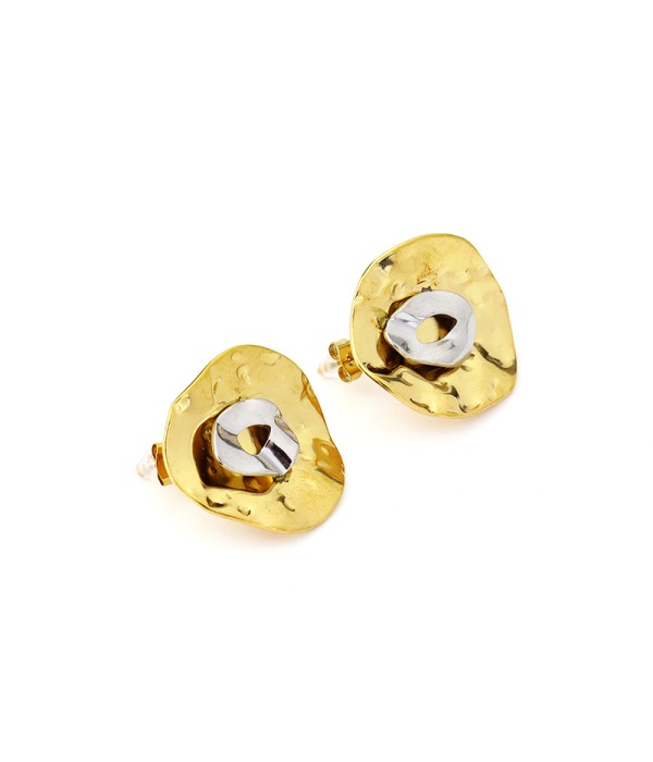 Pendientes bicolor con textura martillada