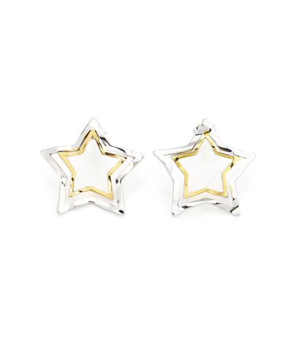 Pendientes de estrella bicolor en diseño hueco