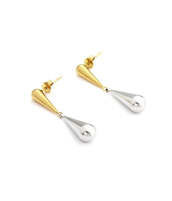 Pendientes largos bicolor en forma de lágrima