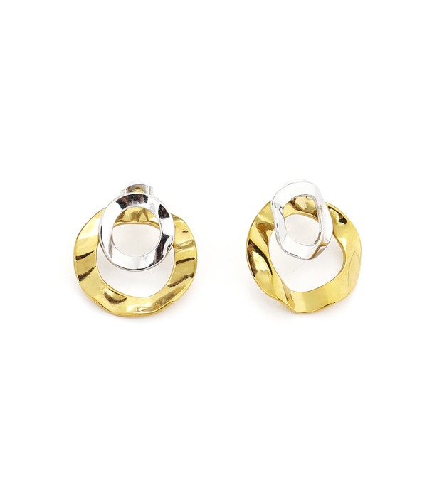 Pendientes bicolor con aros geométricos irregulares